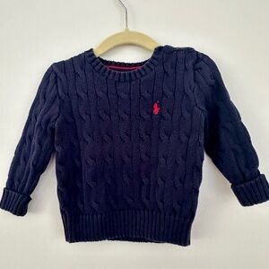 Ralph Lauren Cable Knit  Cotton Sweater Navy 12m baby boy toddler